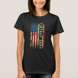 Camiseta Vintage 2003 American Flag 20 Year Old 20 Birthd