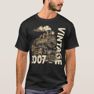 Camiseta Vintage 2007 Steampunk Steam Train Locomotive 17th