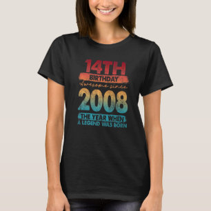 Camiseta Vintage 2008 2008 14 Anos 14 Aniversário
