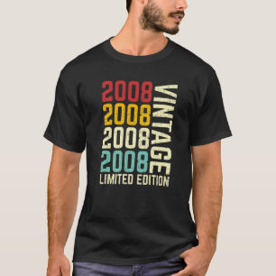 Camiseta Vintage 2008 Limited Edition 13 Aniversário 13 Ano