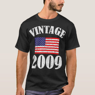 Camiseta Vintage 2009 15 Anos Antiga Bandeira Americana Ani