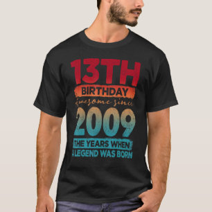 Camiseta Vintage 2009 2009 13 Anos 13 Aniversário 1
