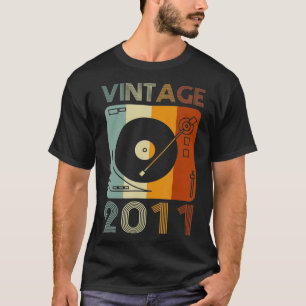 Camiseta Vintage 2011 Retro Record Player Birthday Vinyl