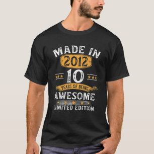 Camiseta Vintage 2012 Feita Em 2012 10 Anos Aniversário 10T