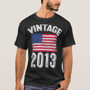 Camiseta Vintage 2013 11 Anos Antiga Bandeira Americana Ani