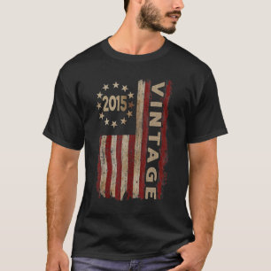 Camiseta Vintage, 2015, 7 de Bandeira Americana Birthda, 7
