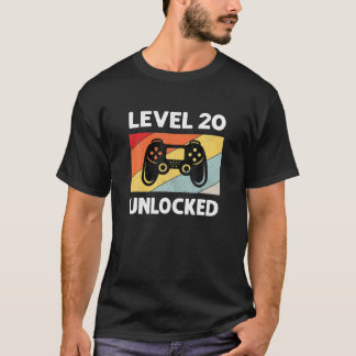 Camiseta Vintage 20 Birthday, 20 anos Meninos Gamer