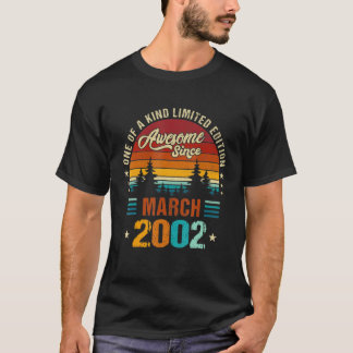 Camiseta Vintage 20 Birthday Incrível Desde Março De 2002