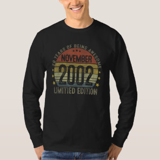 Camiseta Vintage 20 de 20 anos Aniversário de novembro de 2