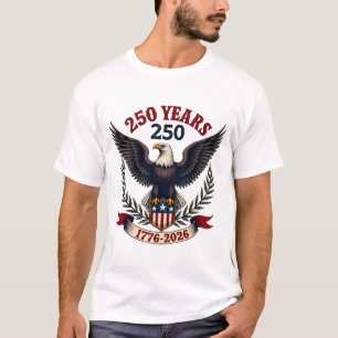 Camiseta Vintage 250 Anos 1776-2026 Águia Patriótica Americ