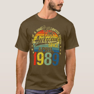 Camiseta Vintage 33 anos Antiga abril de 1989 Decorações 33