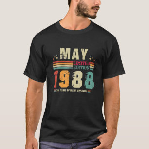 Camiseta Vintage 34 Anos Retro Birthday Incrível Desde