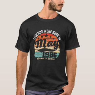 Camiseta Vintage 36ª Lenda De Aniversário Foi Nascer Em Mai