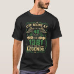 Camiseta Vintage 40Th Birthday Gifts 1981 Life Begin 40 Yea<br><div class="desc">Vintage 40th Birthday Gifts 1981 Life Begin 40 Years Old Perfection of 40th Years Old Aged Retro Gifts Ideas for who are born in 1981 and loves Tee quotes like legendary or legends or epic awesome or classic queen since, king the man myth legend for dad, papa, grandpa, stepdad, daddy,...</div>