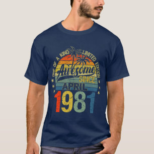 Camiseta Vintage 41 Anos De Idade Abril De 1981 Decorações