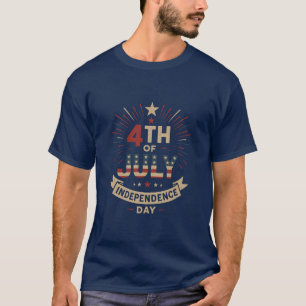 Camiseta Vintage 4 de Julho Dia da Independência Retro EUA 