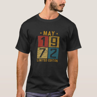Camiseta Vintage 50º Aniversário Nascer De Maio De 1972 Em