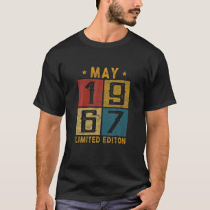 Camiseta Vintage 55º Aniversário Nascer De Maio De 1967 Em