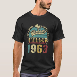 Camiseta Vintage 59 Anos Idade Março 1963 Decorações 59T