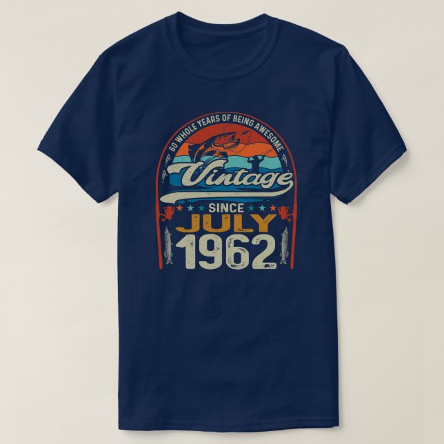 Camiseta Vintage 60º aniversário julho 1962 60 anos (Frente do Design)