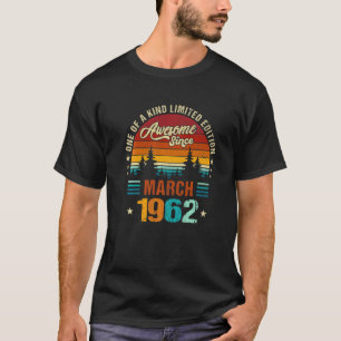 Camiseta Vintage 60th Birthday Incrível desde março de 1962