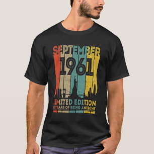 Camiseta Vintage, 61 Anos, Setembro De 1961 61rua Aniversár