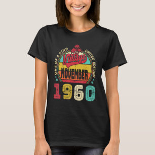 Camiseta Vintage 62nd Birthday Awmanutenção desde novembro 