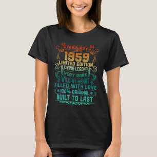 Camiseta Vintage 64 anos Fevereiro 1959 64º Aniversário