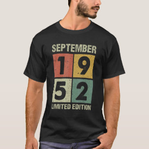Camiseta Vintage, 70 anos, setembro de 1952, 70 Aniversário