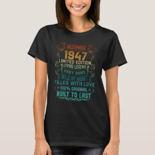Camiseta Vintage 75 anos de idade dezembro de 1947 75º aniv