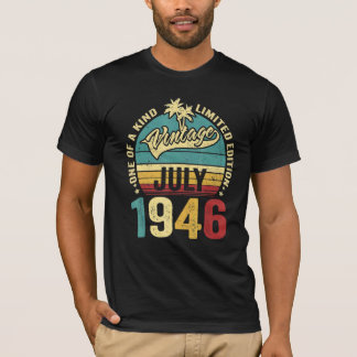 Camiseta Vintage, 76 Anos, Jul. 1946, Decorações 76 Bi