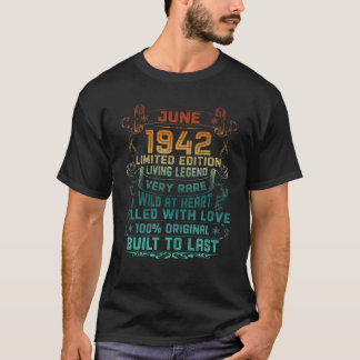 Camiseta Vintage, 80 Anos, Junho De 1942, 80 Aniversário Pr