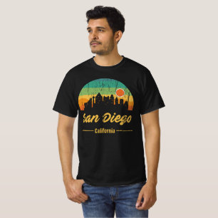 Camiseta Vintage 80 anos San Diego City Skyline Retro Sunse
