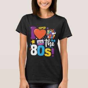Camiseta Vintage 80s para Mulheres Eu amo Roupas dos anos 8