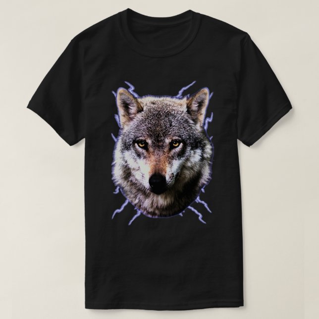 Camiseta Vintage 90 Lightning Wolf (Frente do Design)