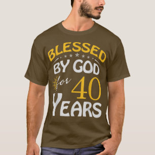 Camiseta Vintage abençoada por Deus por 40 anos Feliz 40º