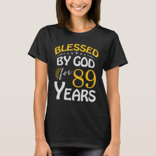 Camiseta Vintage abençoada por Deus por 89 anos Feliz 89º
