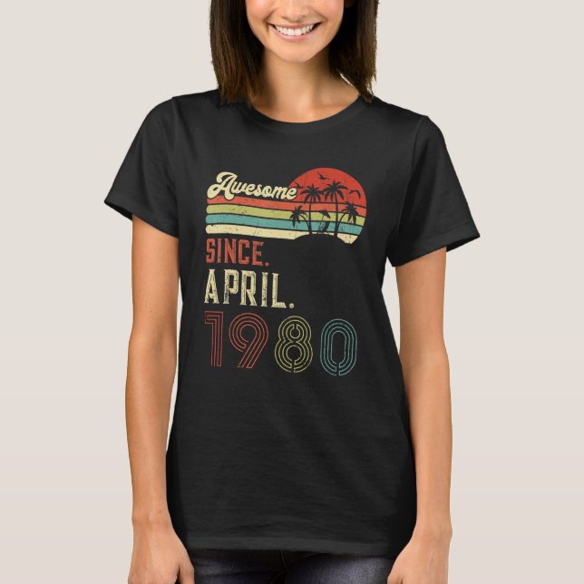 Camiseta Vintage abril de 1980 42º aniversário Retro 42 ano (Frente)