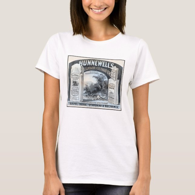 Camiseta Vintage Ad Para Preparações Padrão De Hunnewells (Frente)