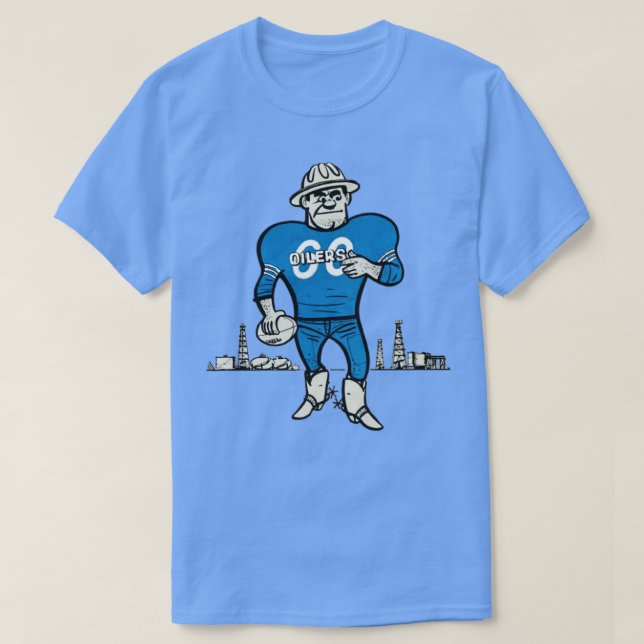 Camiseta Vintage AFL Houston Oilers Mascot Roughneck (Frente do Design)