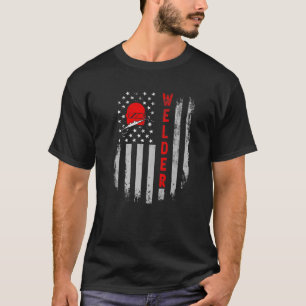 Camiseta Vintage aflita Patriotic Welder Americano F