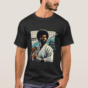 Camiseta Vintage Afro-Americano Samurai - Estilo Japonês Bu