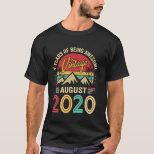 Camiseta Vintage agosto de 2020 Idea 4 anos 4 aniversário