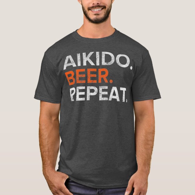 Camiseta Vintage Aikido Beer Repete Engraçado (Frente)
