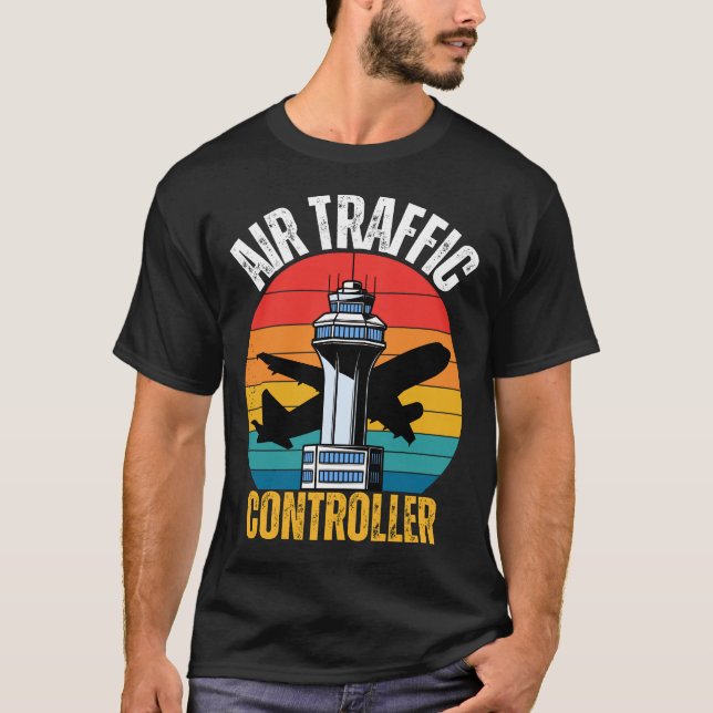 Camiseta Vintage Air Traffic Controller Retro Sunset (Frente)