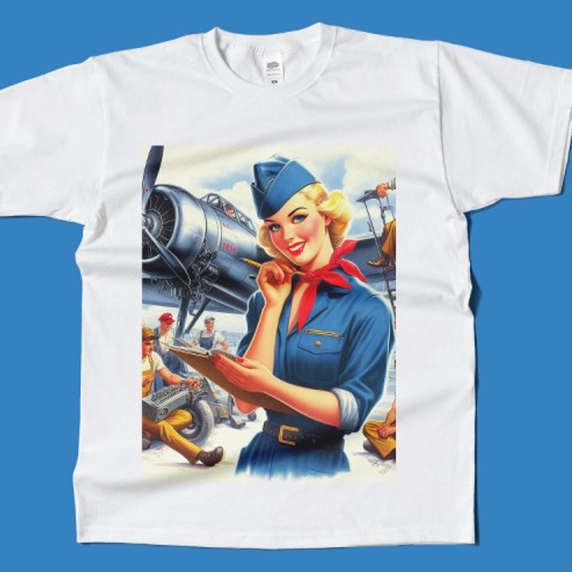 Camiseta Vintage Airplane Pin-up (Criador carregado)