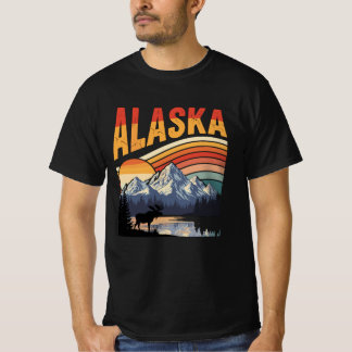 Camiseta Vintage Alaska Mountain Sunset