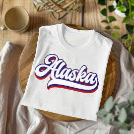 Camiseta Vintage Alaska Vermelho Branco e Azul com