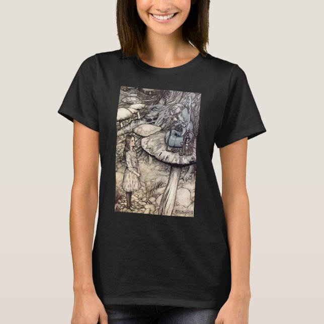 Camiseta Vintage Alice com Hookah Fumando lagarta (Frente)
