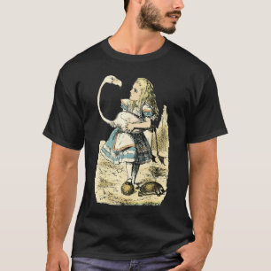 Camiseta Vintage Alice No País Das Maravilhas Flamingo Croq